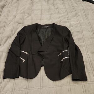 Elegant Black Blazer with Zipper Details Size 12!